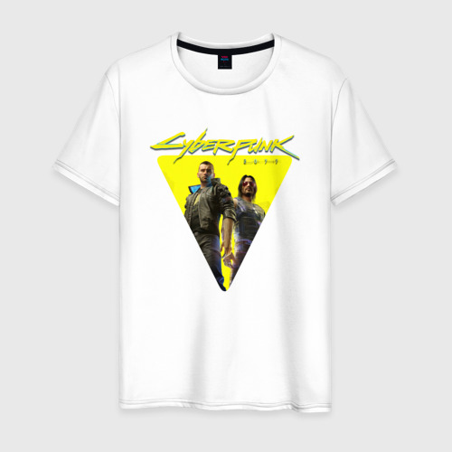 Мужская футболка хлопок с принтом Cyberpunk 2077, вид спереди #2