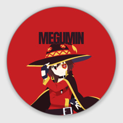 Круглый коврик для мышки Megumin держит шляпу