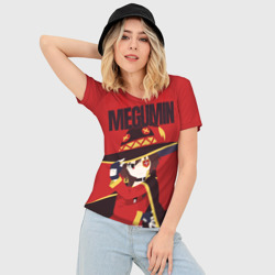 Женская футболка 3D Slim Megumin держит шляпу - фото 2