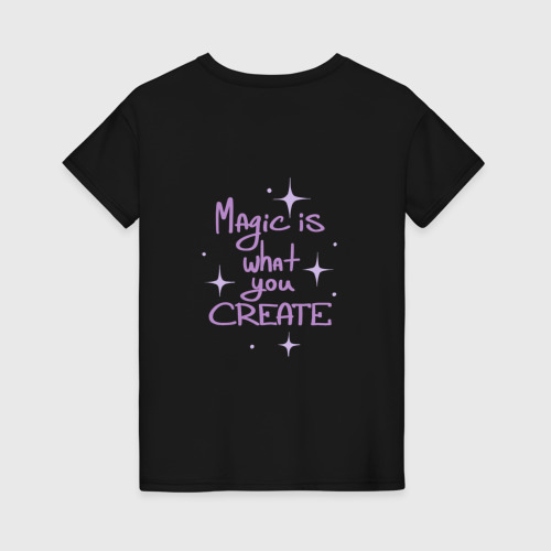 Женская футболка хлопок Make Magic, цвет черный - фото 2