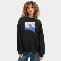 Женский свитшот oversize без начеса хлопок Коносуба крик - фото 2