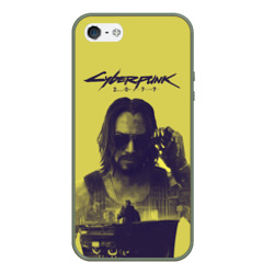 Чехол для iPhone 5/5S матовый Cyberpunk 2077 с Киану Джонни Сильверхенд