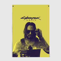 Постер Cyberpunk 2077 с Киану Джонни Сильверхенд
