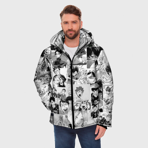 Мужская зимняя куртка 3D Haikyu pattern, цвет черный - фото 3