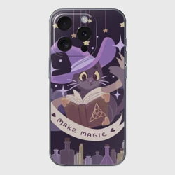 Чехол для iPhone 15 Pro Max силиконовый с защитой камеры Make Magic - делаем магию
