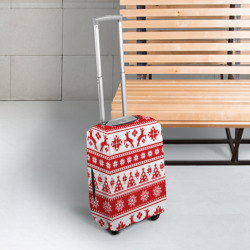 Чехол для чемодана 3D Новый Год Олени и снежинки - фото 2
