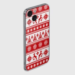 Чехол для iPhone 15 силиконовый с защитой камеры Новый Год Олени и снежинки - фото 2