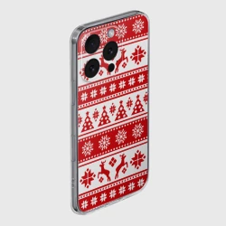 Чехол для iPhone 16 Pro Max силиконовый с защитой камеры Новый Год Олени и снежинки - фото 2