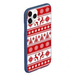 Чехол для iPhone 11 Pro Max матовый Новый Год Олени и снежинки - фото 2