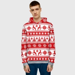 Мужская толстовка 3D Новый Год Олени и снежинки - фото 2