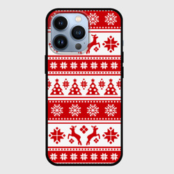 Чехол для iPhone 13 Pro Новый Год Олени и снежинки