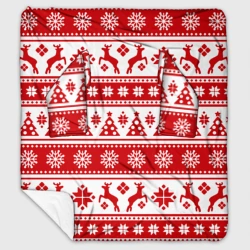 Плед с рукавами Новый Год Олени и снежинки