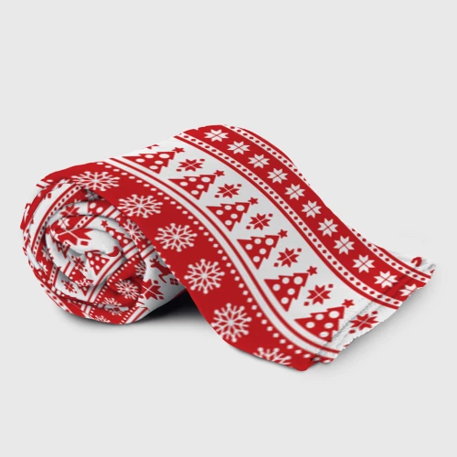 Плед 3D с принтом Новый Год Олени и снежинки, фото на моделе #1