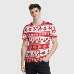 Мужская футболка 3D Новый Год Олени и снежинки - фото 2