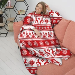 Плед с рукавами Новый Год Олени и снежинки - фото 2