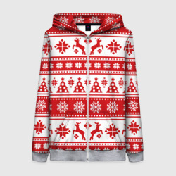 Женская толстовка 3D на молнии Новый Год Олени и снежинки