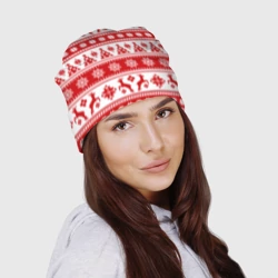 Шапка 3D Новый Год Олени и снежинки - фото 2