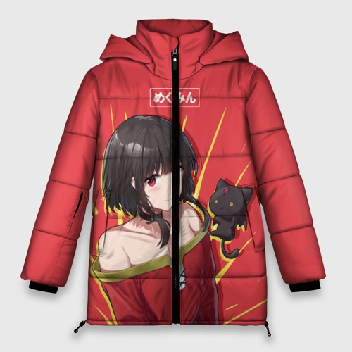 Женская зимняя куртка Oversize Megumin с кошечкой, цвет черный