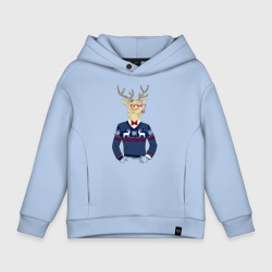 Детское худи Oversize хлопок Hipster Deer Новогодний Олень Хипстер 2022