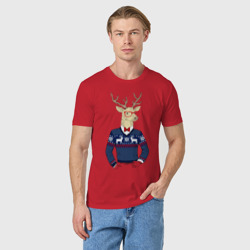 Мужская футболка хлопок Hipster Deer Новогодний Олень Хипстер 2022 - фото 2