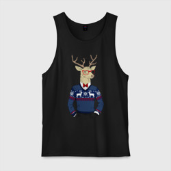 Мужская майка хлопок Hipster Deer Новогодний Олень Хипстер 2022