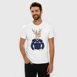 Мужская футболка хлопок Slim Hipster Deer Новогодний Олень Хипстер 2022 - фото 2