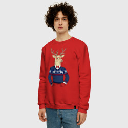 Мужской свитшот хлопок Hipster Deer Новогодний Олень Хипстер 2022 - фото 2