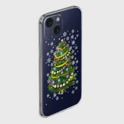 Чехол для iPhone 15 силиконовый с защитой камеры Новогодняя Ёлка - фото 2