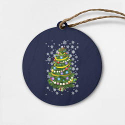 Деревянная игрушка круг Новогодняя Ёлка