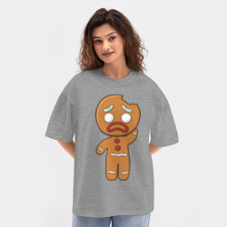 Женская футболка Oversize хлопок texturе Рождественский Пряник - фото 2