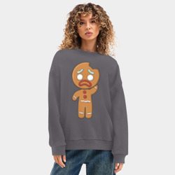 Женский свитшот oversize без начеса хлопок Рождественский Пряник - фото 2
