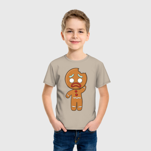 Детская футболка хлопок Рождественский Пряник, цвет миндальный - фото 3