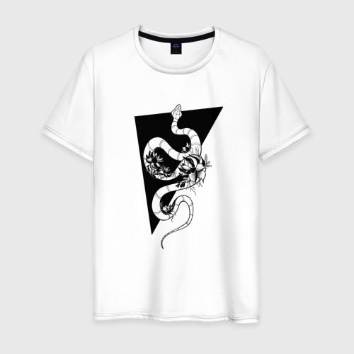 Мужская футболка из хлопка с принтом Змея, вид спереди №1