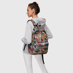 Рюкзак с принтом Граффити для любого человека, вид спереди №4. Цвет основы: белый