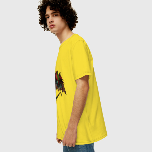 Мужская футболка хлопок Oversize Всадник 3, цвет желтый - фото 5