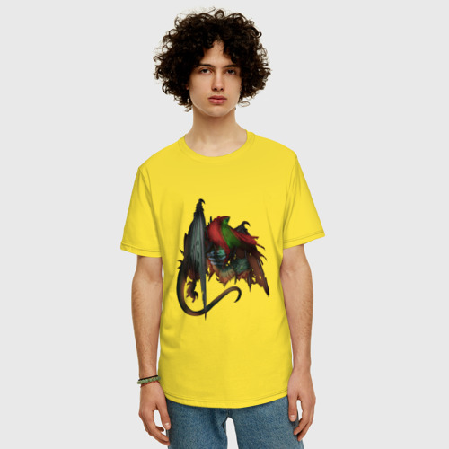 Мужская футболка хлопок Oversize Всадник 3, цвет желтый - фото 3