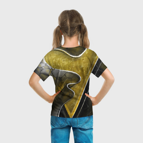 Детская футболка 3D с принтом Золотой треугольник, вид сзади #2