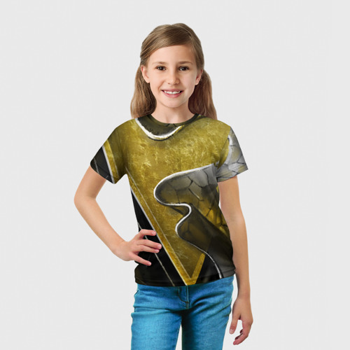 Детская футболка 3D с принтом Золотой треугольник, вид сбоку #3