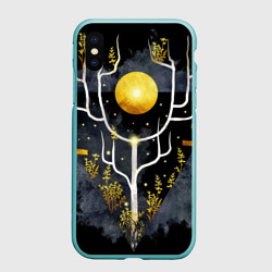 Чехол для iPhone XS Max матовый Графит и золото: дерево жизни