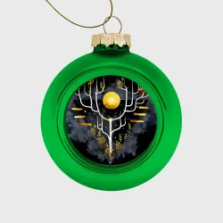 Ёлочный шар стеклянный/пластиковый Графит и золото: дерево жизни