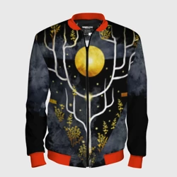 Мужской бомбер 3D Графит и золото: дерево жизни