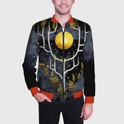 Мужской бомбер 3D Графит и золото: дерево жизни - фото 2