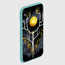 Чехол для iPhone XS Max матовый Графит и золото: дерево жизни - фото 2
