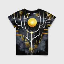 Детская футболка 3D Графит и золото: дерево жизни