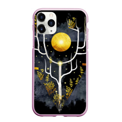 Чехол для iPhone 11 Pro Max матовый Графит и золото: дерево жизни