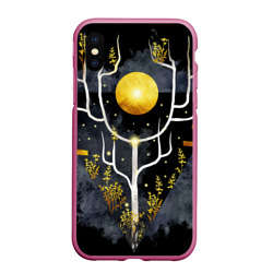 Чехол для iPhone XS Max матовый Графит и золото: дерево жизни