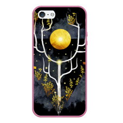 Чехол для iPhone 5/5S матовый Графит и золото: дерево жизни