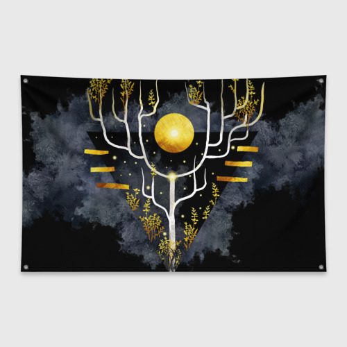 Флаг-баннер Графит и золото: дерево жизни