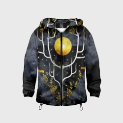 Детская ветровка 3D Графит и золото: дерево жизни