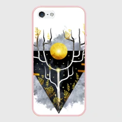 Чехол для iPhone 5/5S матовый Графит и золото: дерево жизни